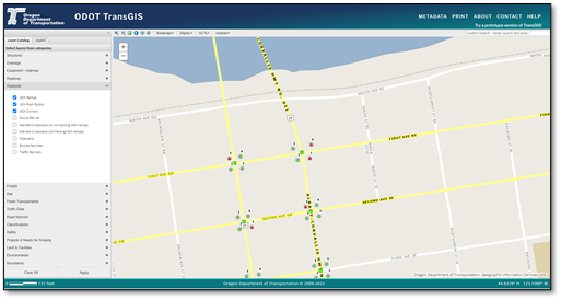 ODOT GIS showing the applicable layers.