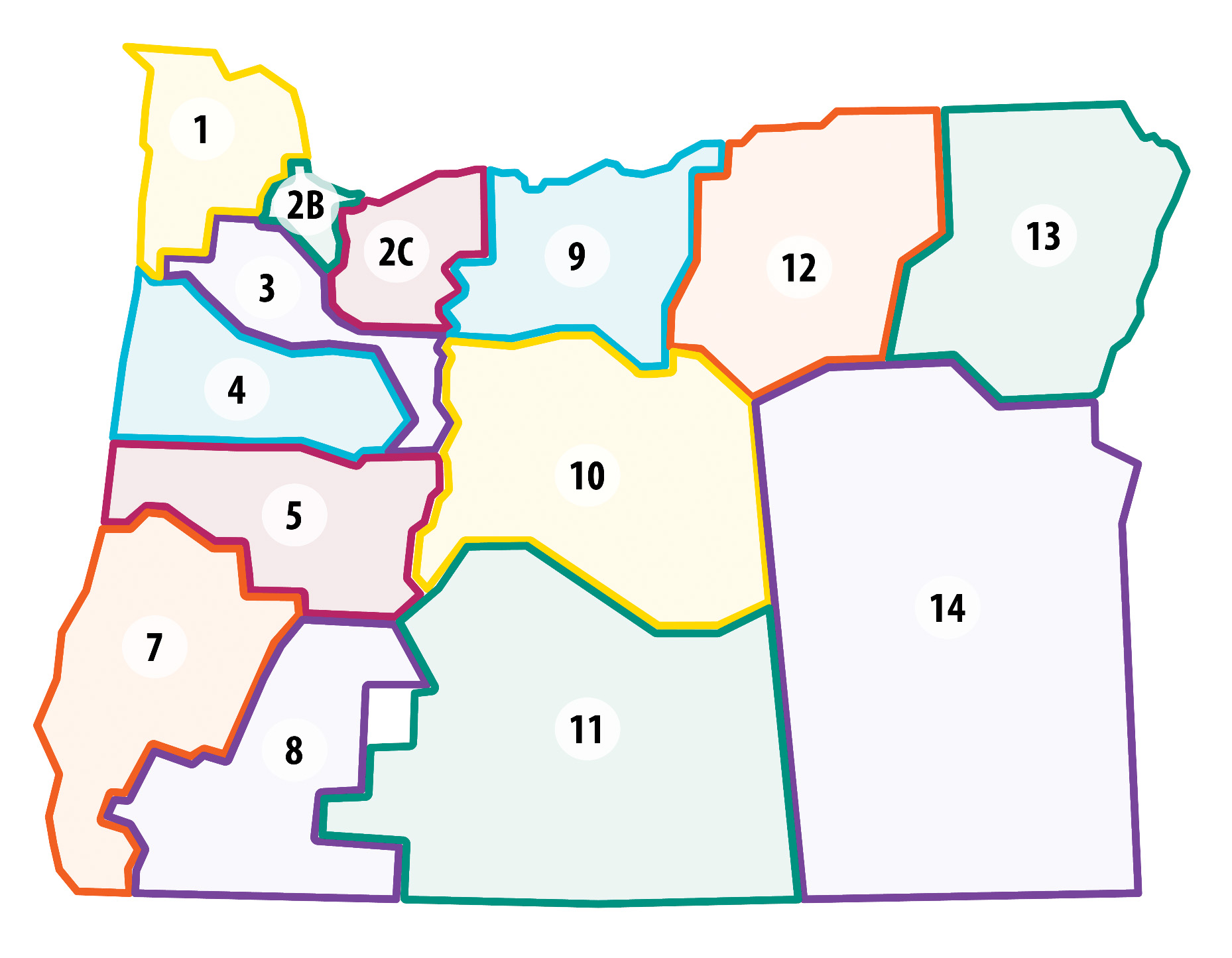 Oregon map broken down by ODOT district