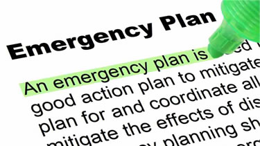Paper with "emergency plan" printed on it