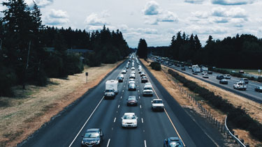 Vehicles on a highway