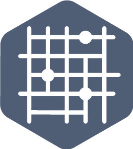 Hexagon icon with traffic grid icon in the middle