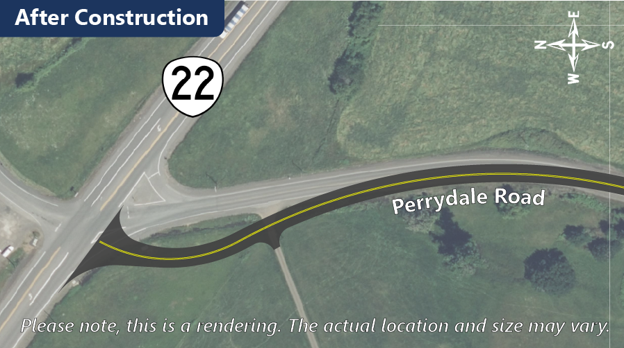 rendering showing the Perrydale Road alignment at the intersection