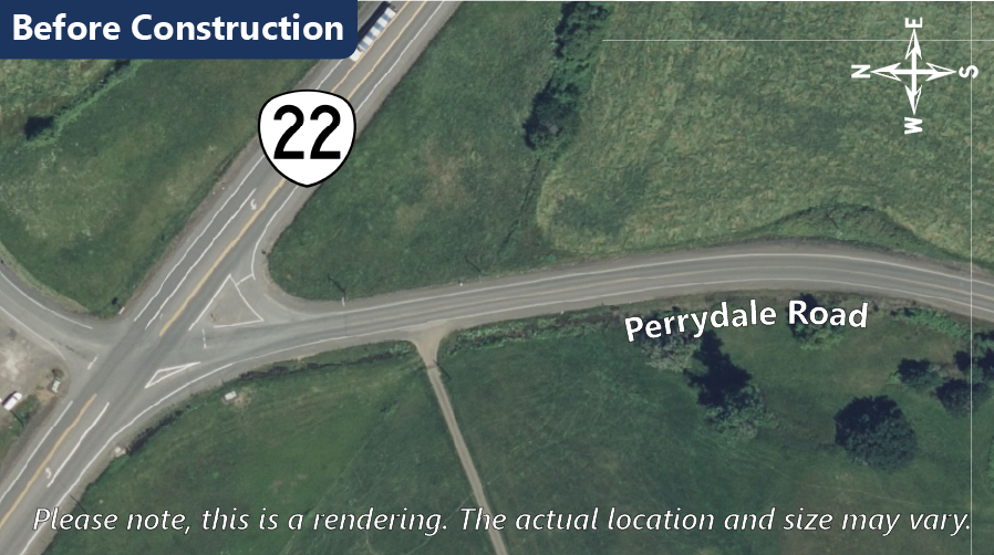 aerial image showing the current intersection