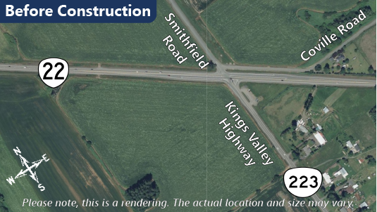 aerial image showing the current intersection