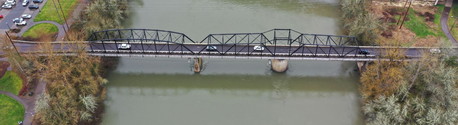 Aerial view of the Historic Van Buren Bridge