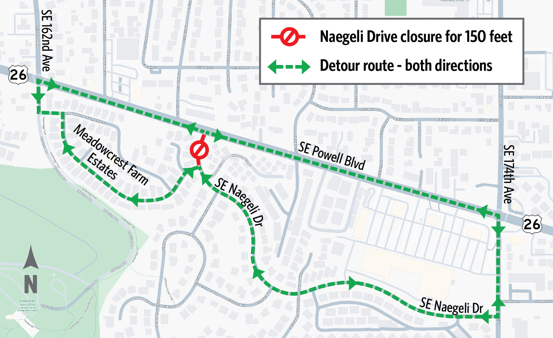 Detour for 174th Closure 