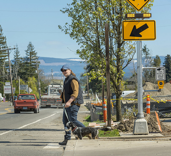 Flashing beacon crosswalk
