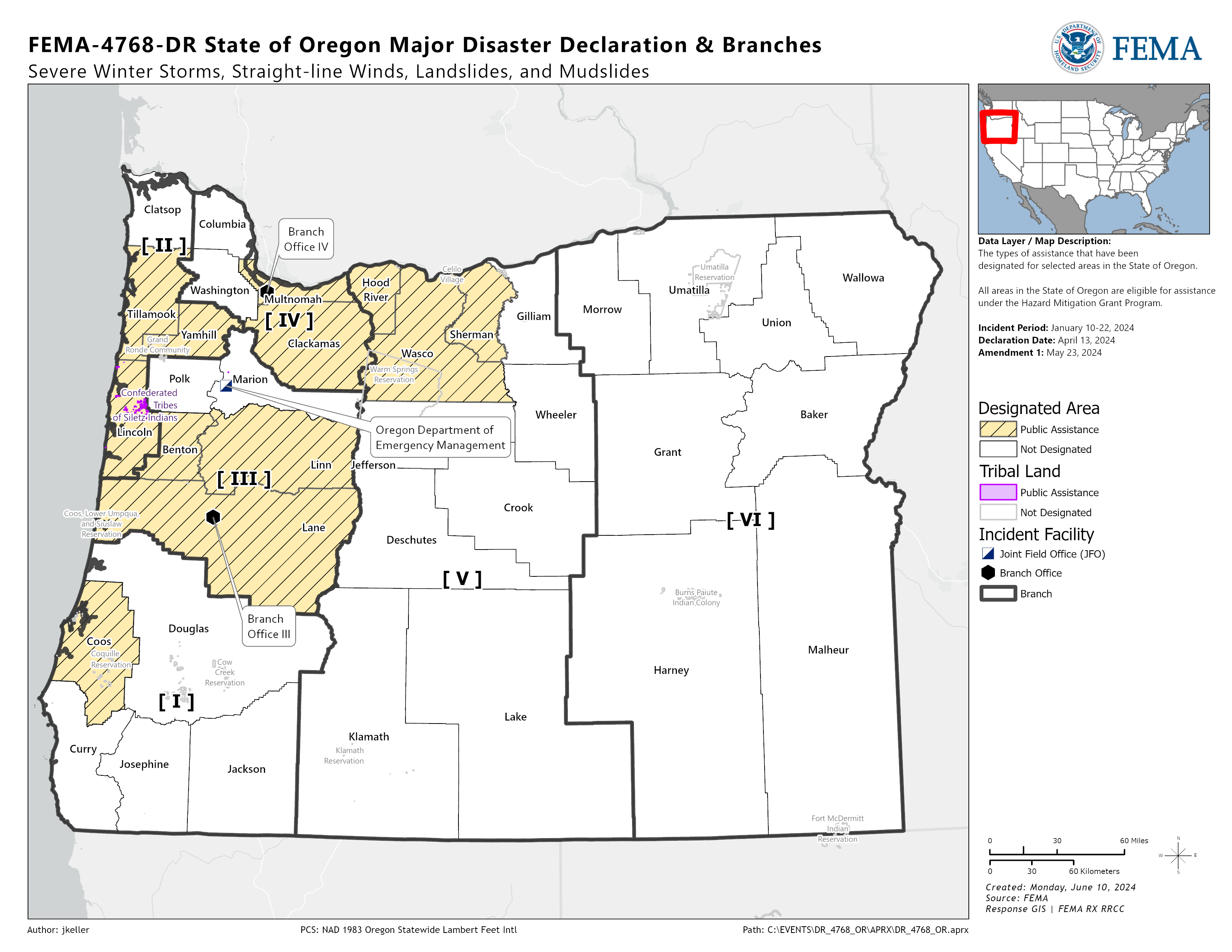 DR4768OR Designated Areas and Branches Map