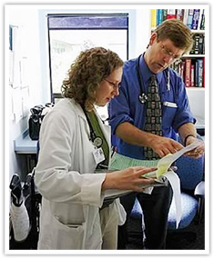 woman and man in medical office