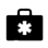 Black medical suitcase icon represents