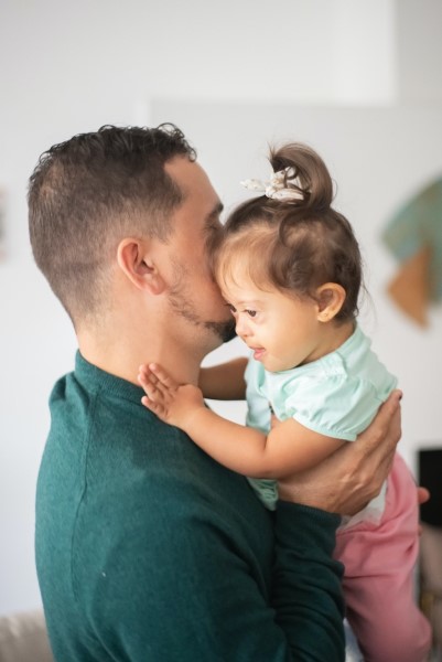 Father holding child