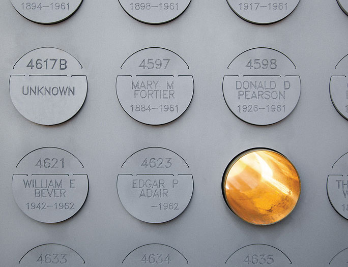 Close up of columbarium wall