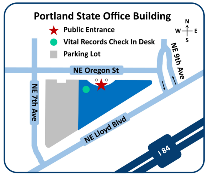 Map showing the Portland State Office Building
