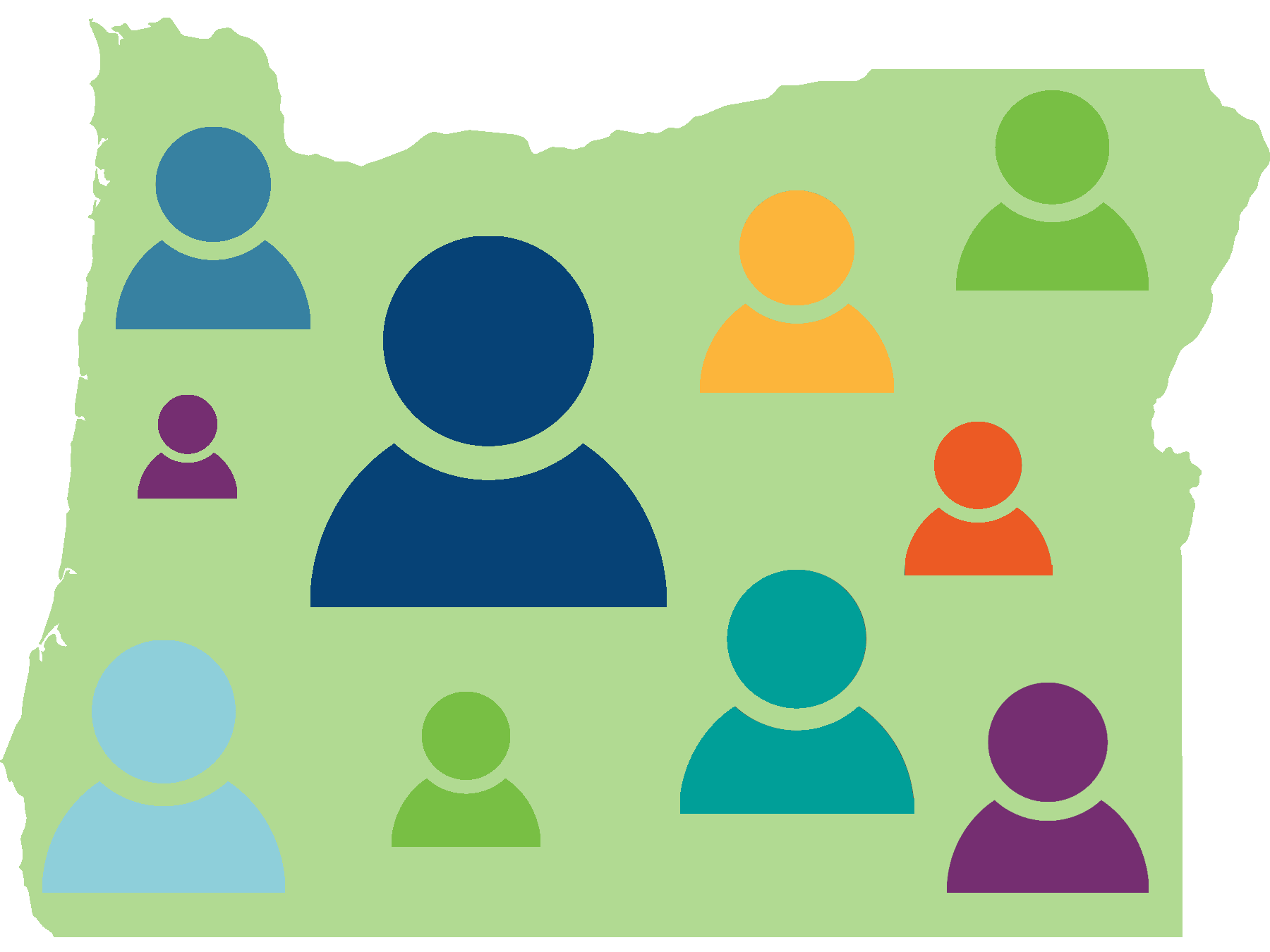 Icons representing people across the entire state of Oregon.