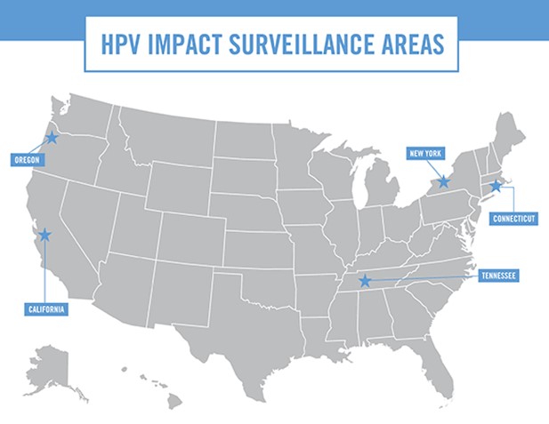 HPV IMPACT Surveillance Areas Map