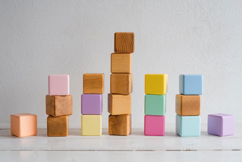 Image of multi-colored blocks stacked in rows