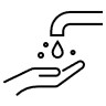 A sink dripping water onto an outstretched palm.