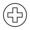 An outline of a medical cross