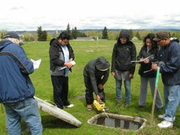 team taking data measurements
