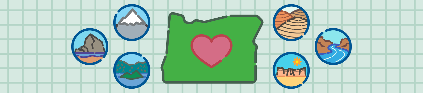 graphic of various oregon places 
