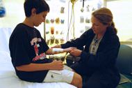 Provider examining a patient