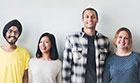 Image of diverse smiling people