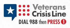 logo for veterans crisis line, dial 988 then press 1