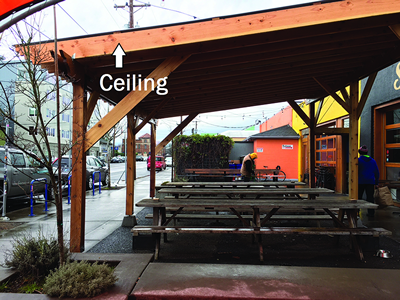 Structure that is not enclosed, it has no walls, only a ceiling