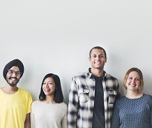 Picture of different people smiling
