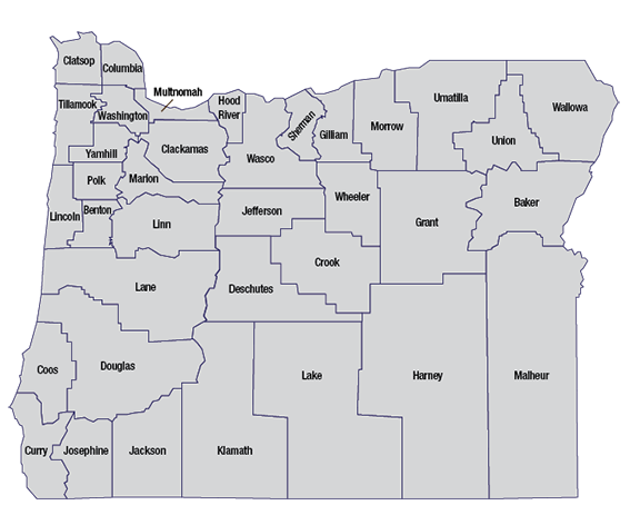 Oregon counties map