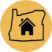 icon of house with an outline of Oregon around it