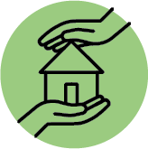 icon of a house between two hands