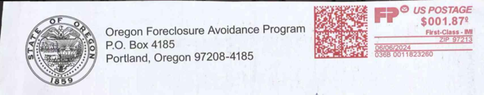 Oregon Foreclosure Avoidance Letter