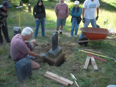 monument cleaning in an historic cemetery