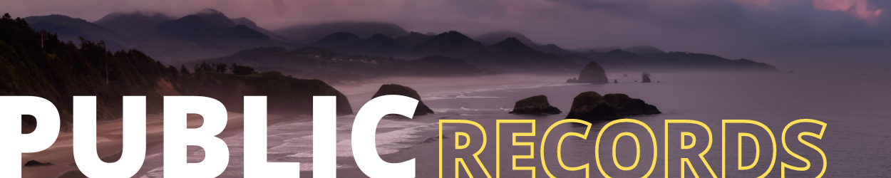 Oregon coast with the words public records
