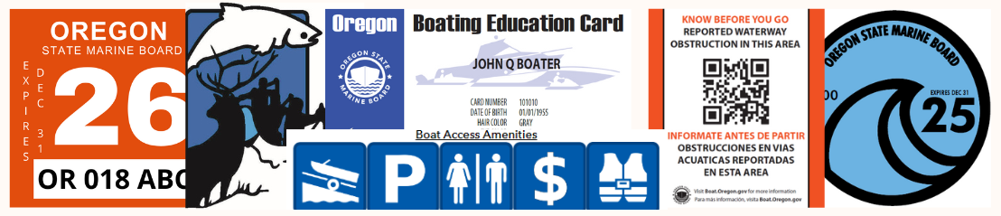 Header image with images of boat registration or other credentials and requirements by the Marine Board