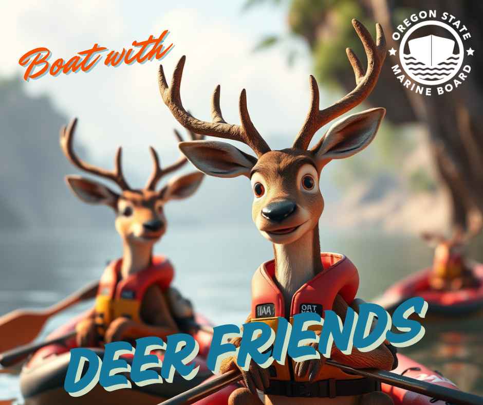 Boat with deer friends AI Deer graphic
