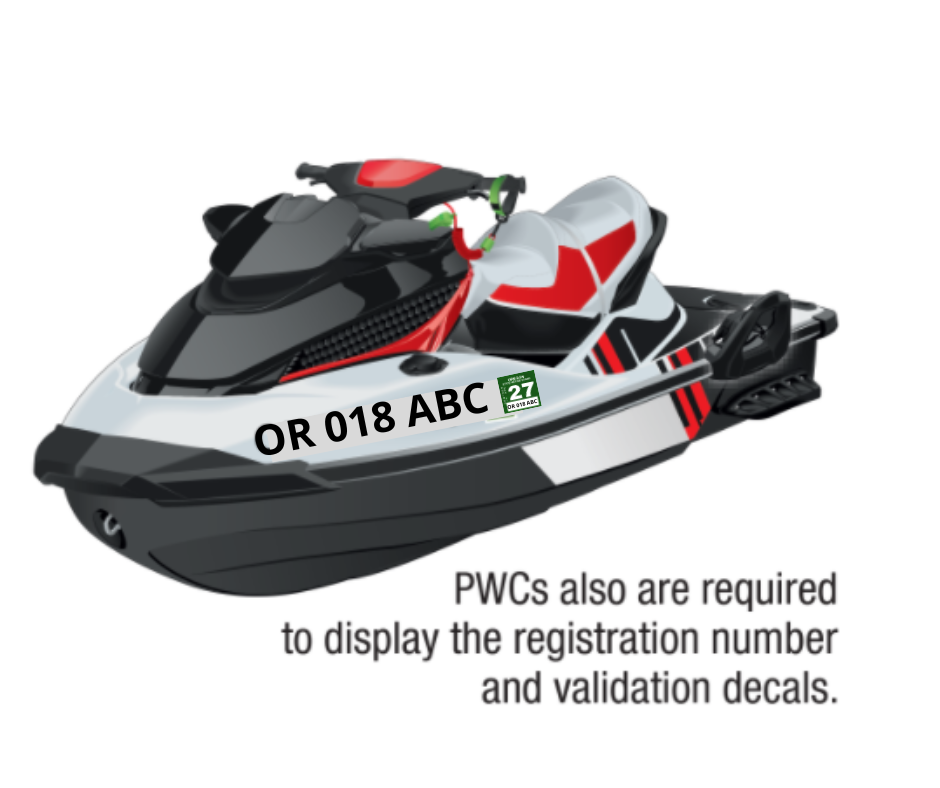 2026 registration decal as it should appear on the port side of the craft
