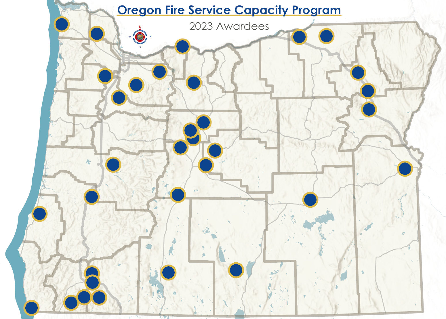 Oregon Fire Service Capacity Program Grant Recipients Map