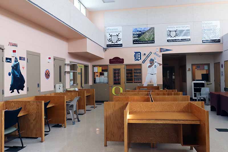 desks in classroom