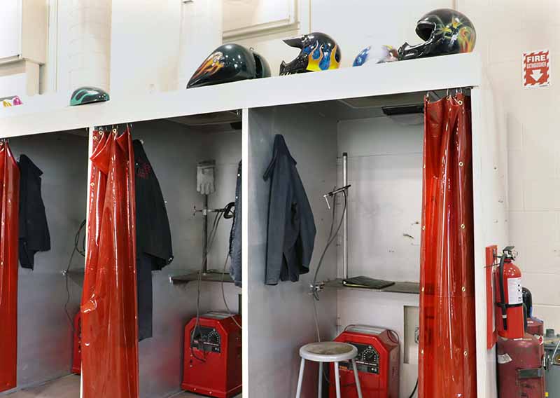 welding stations in vocational shop