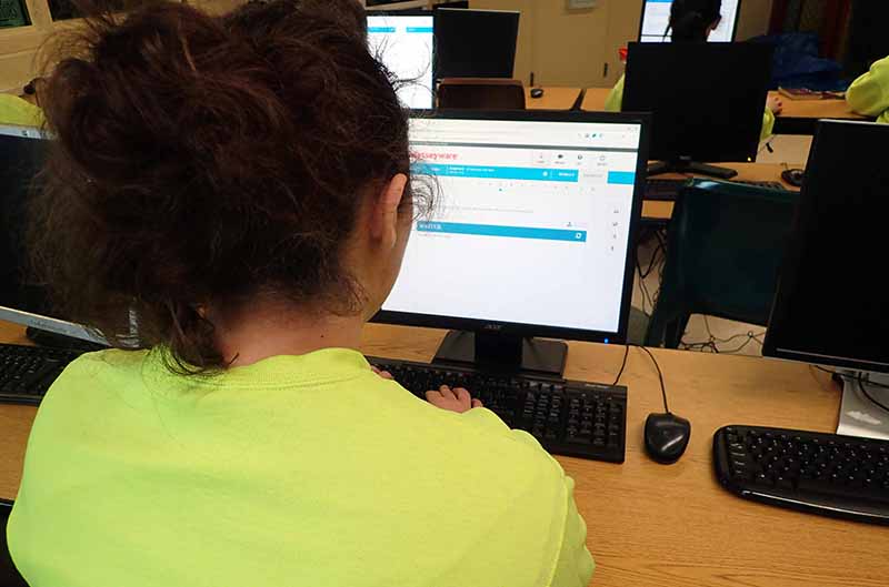 student at computer