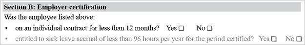 screenshot of section B, question 1