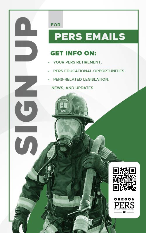 GovDelivery email sign up 11 by 17 inch poster featuring a firefighter