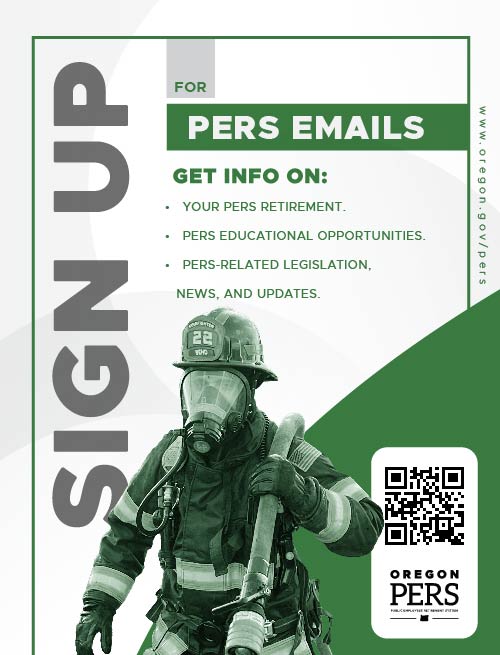 GovDelivery email sign up 8.5 by 11 inch poster featuring a firefighter