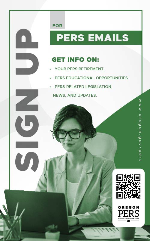 GovDelivery email sign up 11 by 17 inch poster featuring an office worker