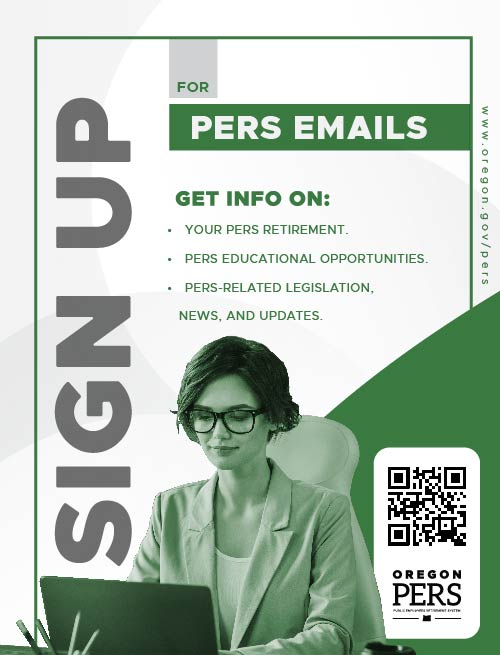 GovDelivery email sign up 8.5 by 11 inch poster featuring an office worker