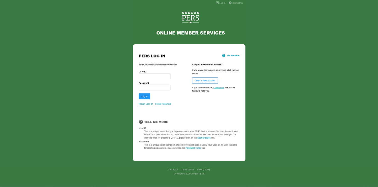 Step 1 OMS Log-In Screen