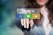 Person pushing contact us button