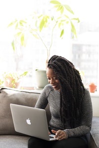 woman using laptop